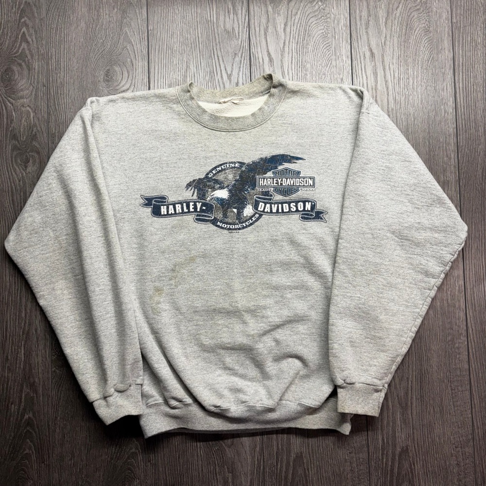 Harley Davidson French Lick Indiana Eagle Medium Sweatshirt Gray Mens Y2k